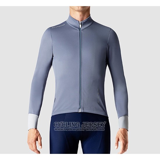 2019 Cycling Jersey La Passione Gray White Long Sleeve And Bib Tight